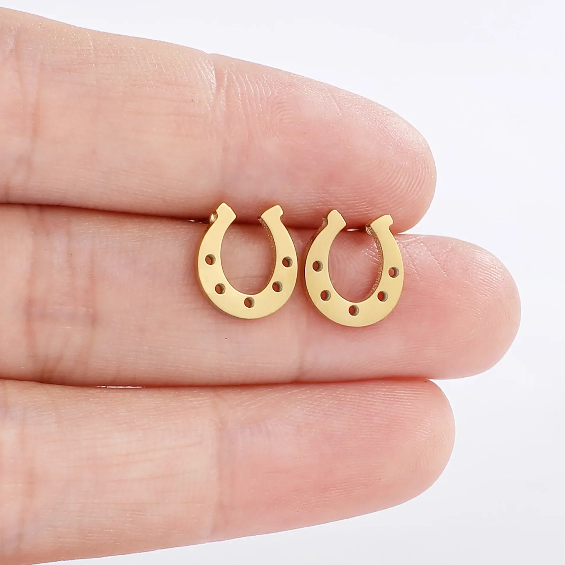 Brinco Ferradura Cravos Dourado