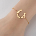 Pulseira Ferradura de Aço Dourada