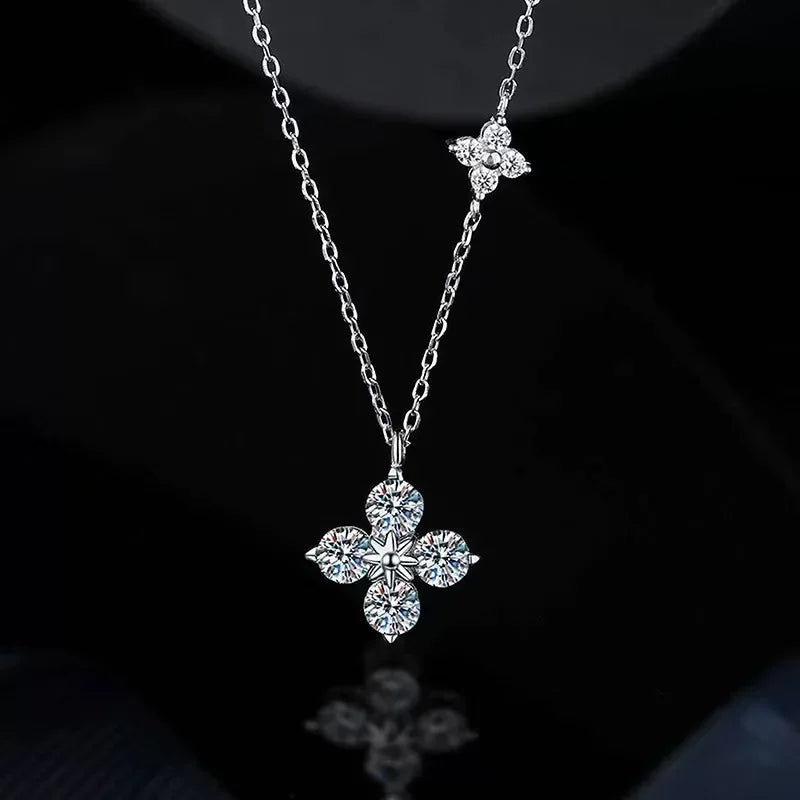 Conjunto Trevo de 4 folhas Cravejado Prata 925