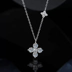 Conjunto Trevo de 4 folhas Cravejado Prata 925