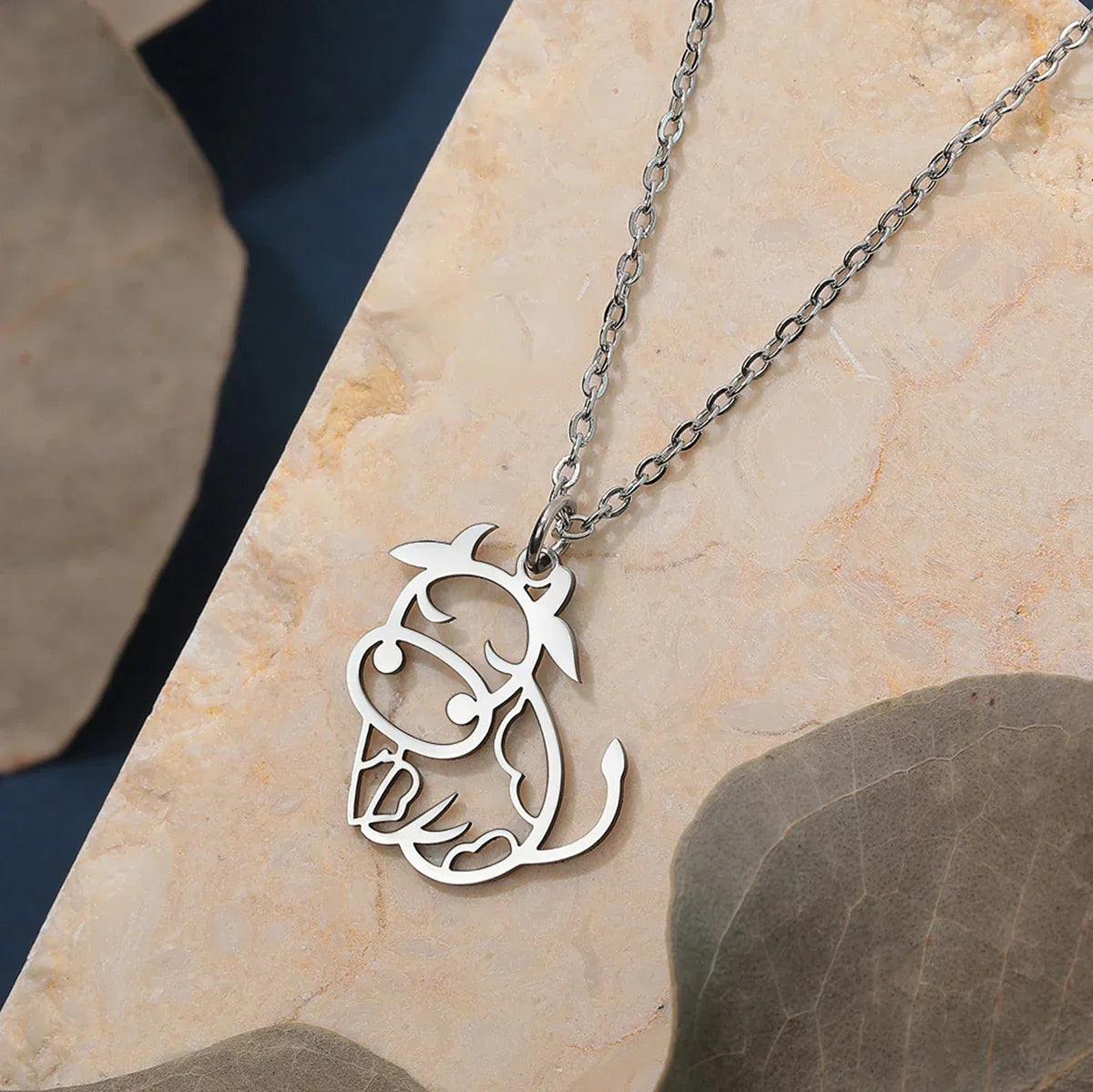 Conjunto Corrente e Pingente Vaquinha Vasada Prata