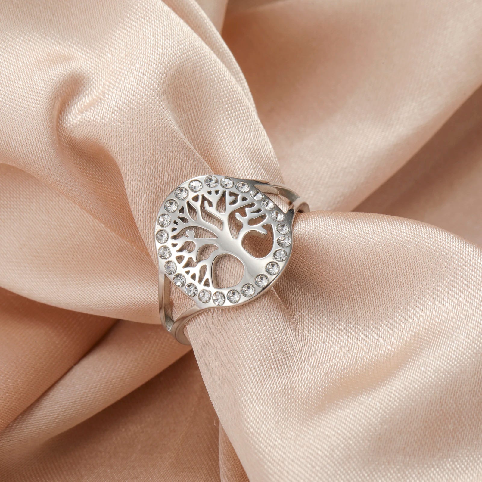 Anel Árvore da Vida com Brilhantes Dourado ou Prata