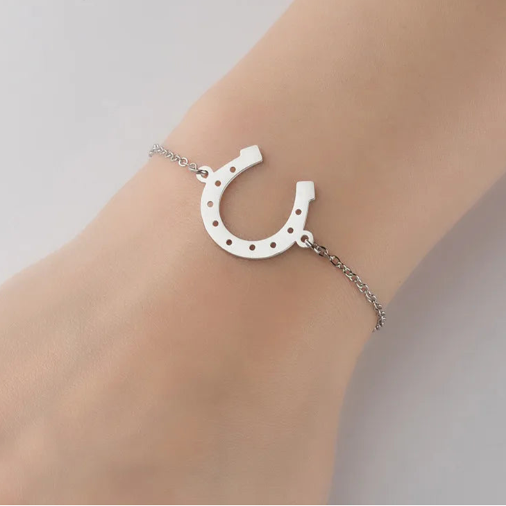Pulseira Ferradura de Aço Prata