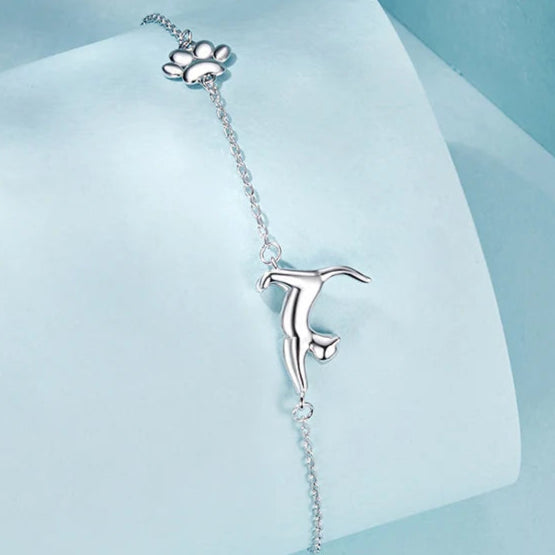 Pulseira Gatinho Brincalhão Prata 925