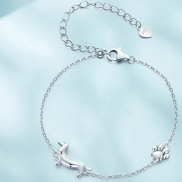 Pulseira Impressões de um Salsichinha Prata 925