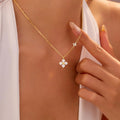 Conjunto Trevo de 4 folhas Cravejado Banhado a Ouro 14k