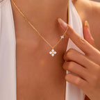 Conjunto Trevo de 4 folhas Cravejado Banhado a Ouro 14k