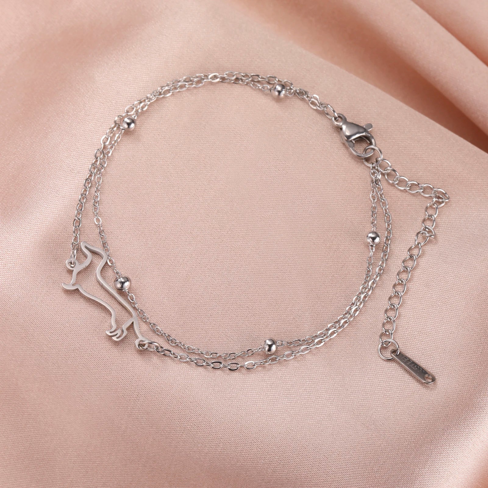 Pulseira Dupla Meu Companheiro Salsicha Prata