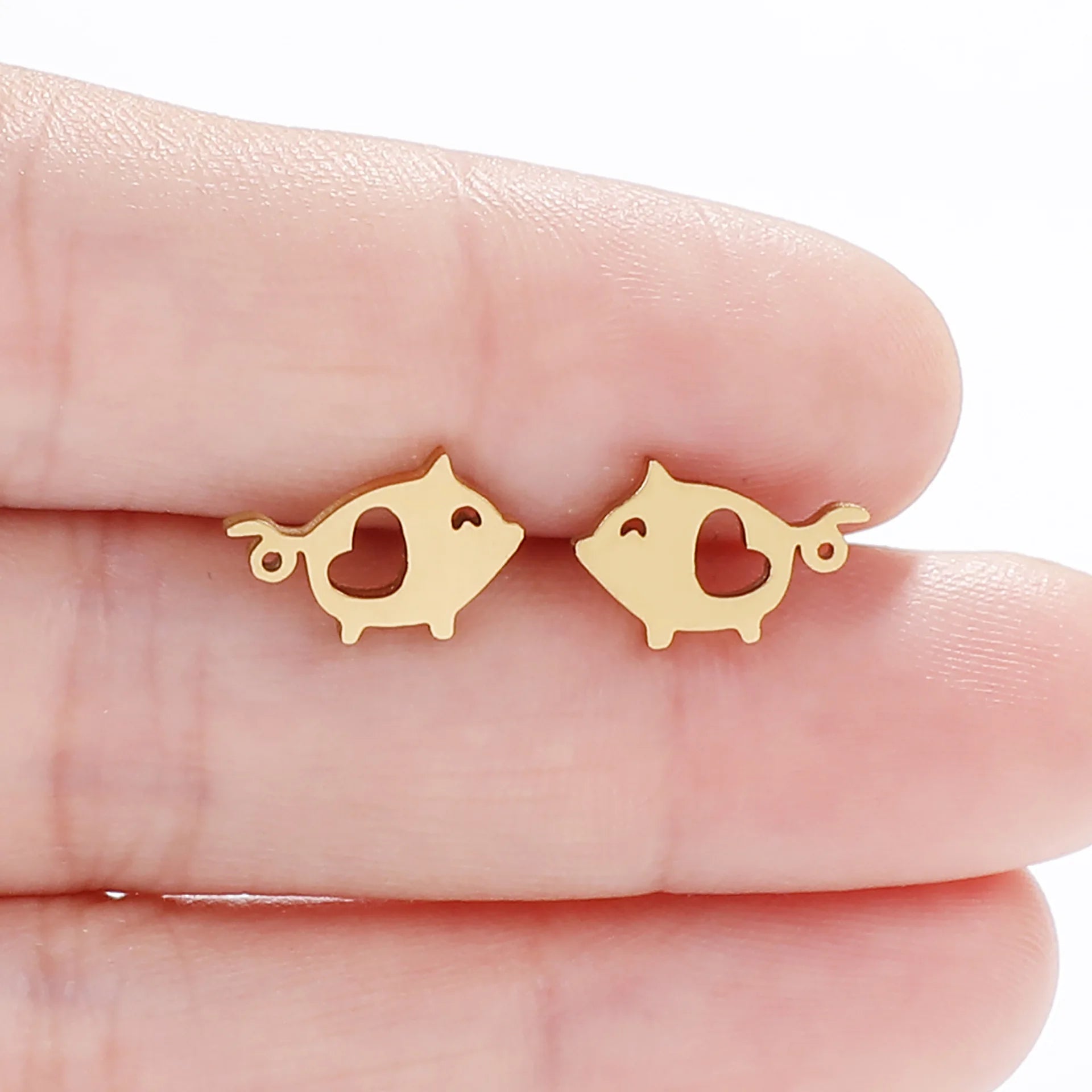 Brincos Os 2 Porquinhos Dourado