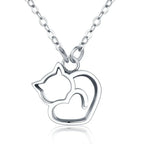 Conjunto Amor Felino Minimalista Prata 925