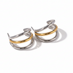 Brinco Triplo Argolas Minimalistas Dourada ou Prata ou Mista