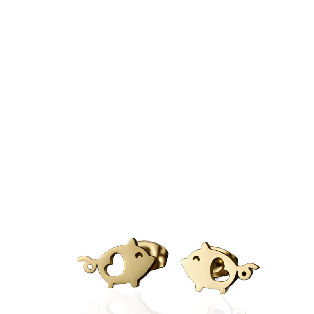 Brincos Os 2 Porquinhos Dourado
