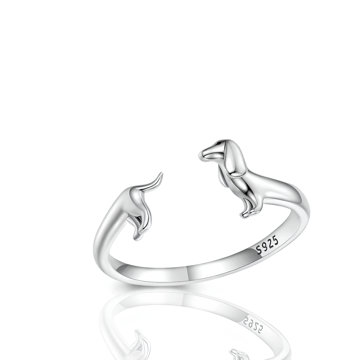 Anel Cão Salcicha Prata