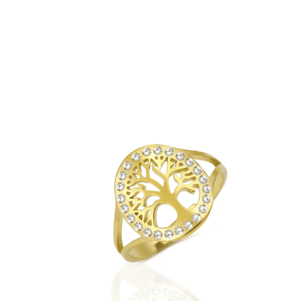 Anel Árvore da Vida com Brilhantes Dourado ou Prata