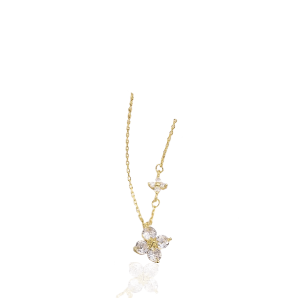 Conjunto Trevo de 4 folhas Cravejado Banhado a Ouro 14k