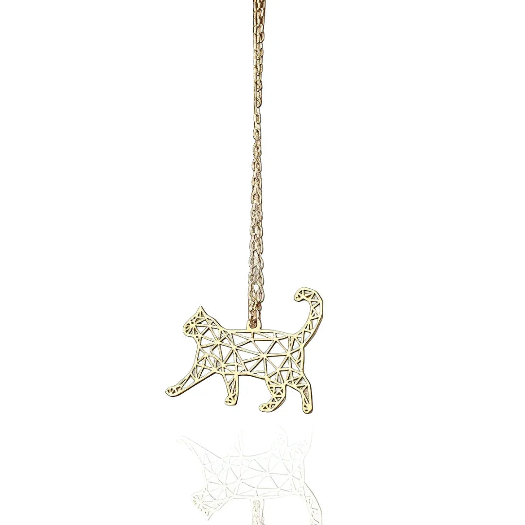 Conjunto Amor Felino Origami Dourado ou Prata