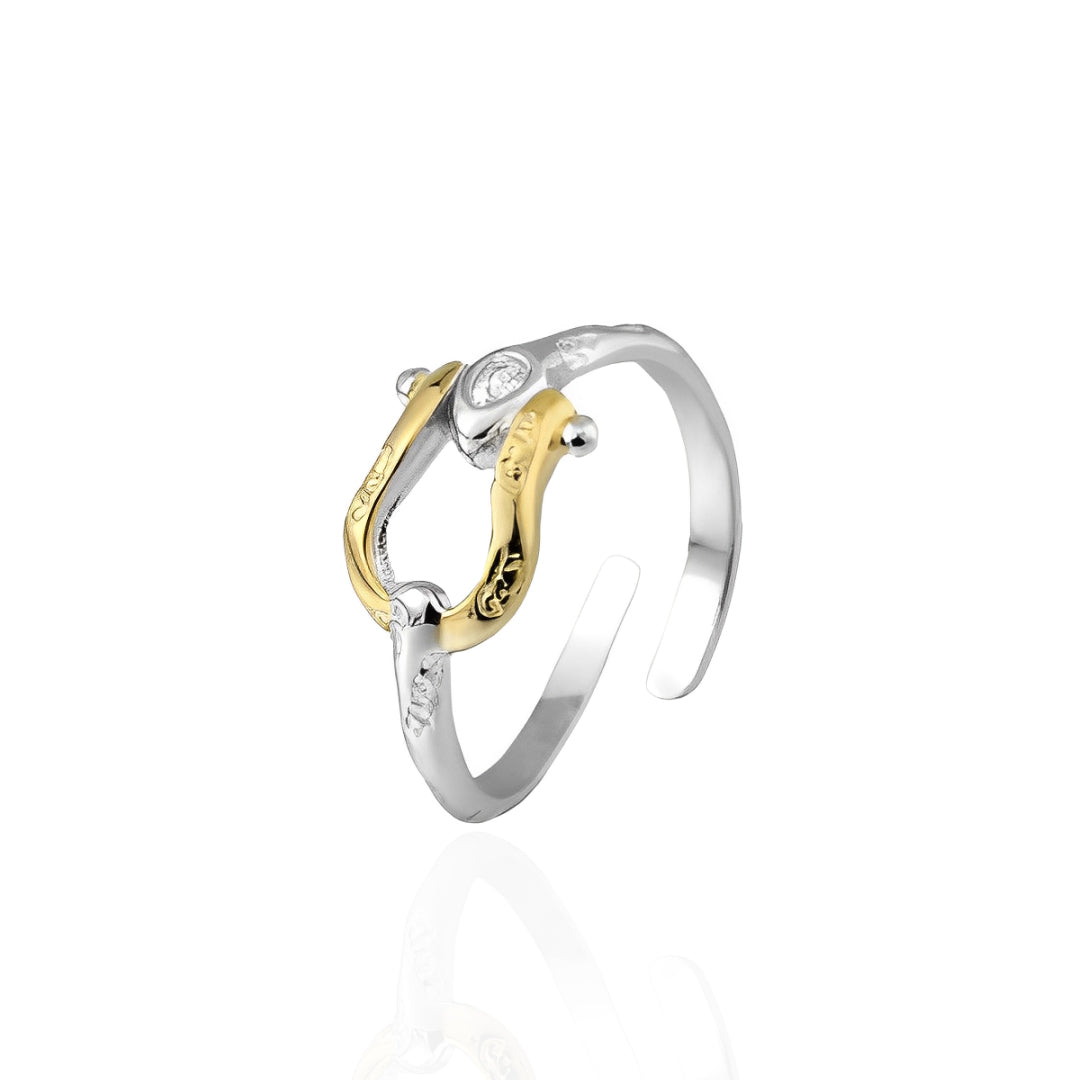 Anel Fivela Duas Cores Prata 925