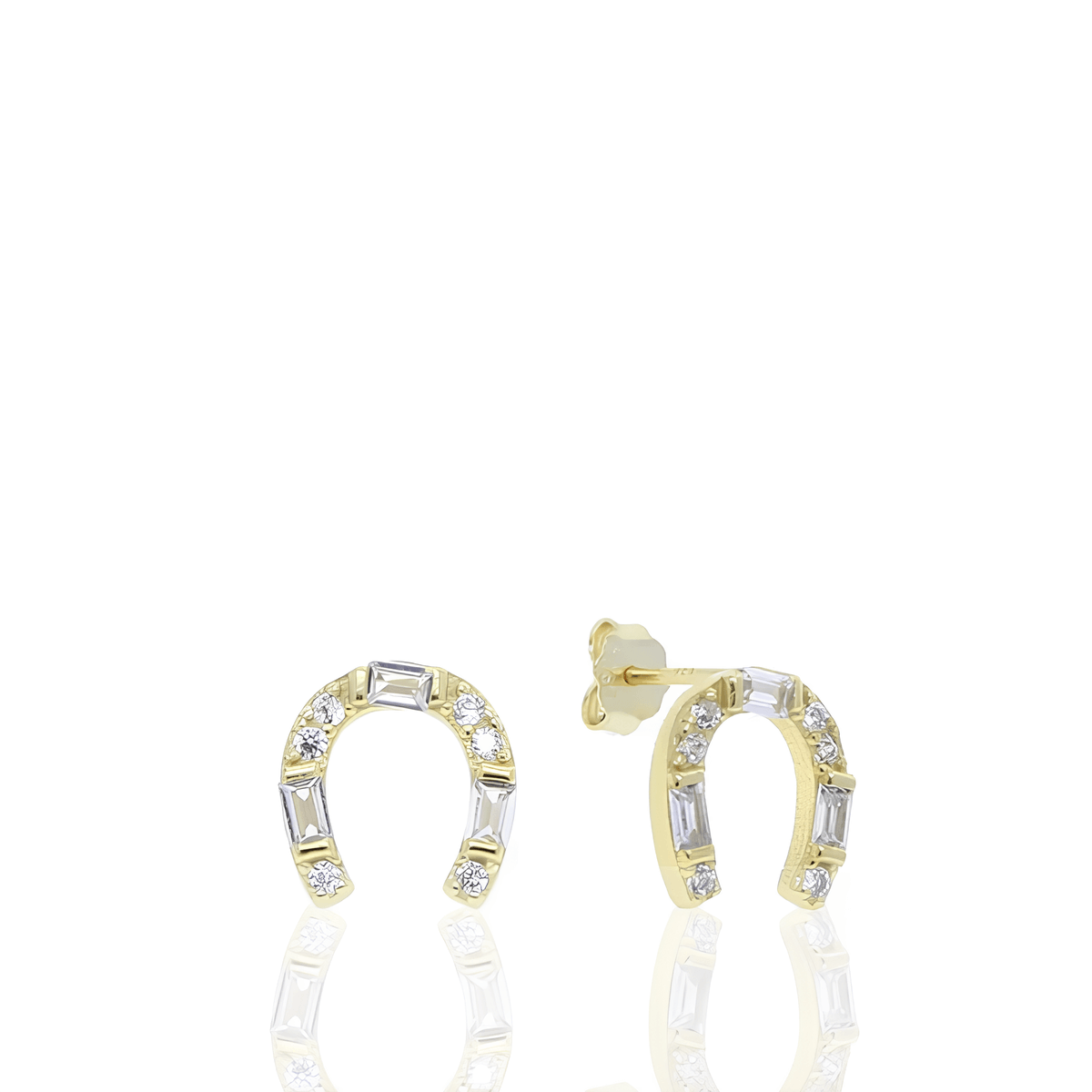 Brinco Ferradura Estilosa Cravejada Banhada a Ouro