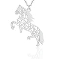 Conjunto Corrente e Pingente Cavalo Origami Prata