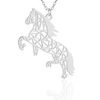 Conjunto Corrente e Pingente Cavalo Origami Prata