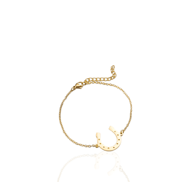 Pulseira Ferradura de Aço Dourada