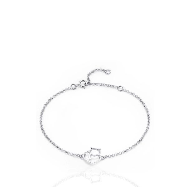 Pulseira Amor Felino Minimalista Prata 925