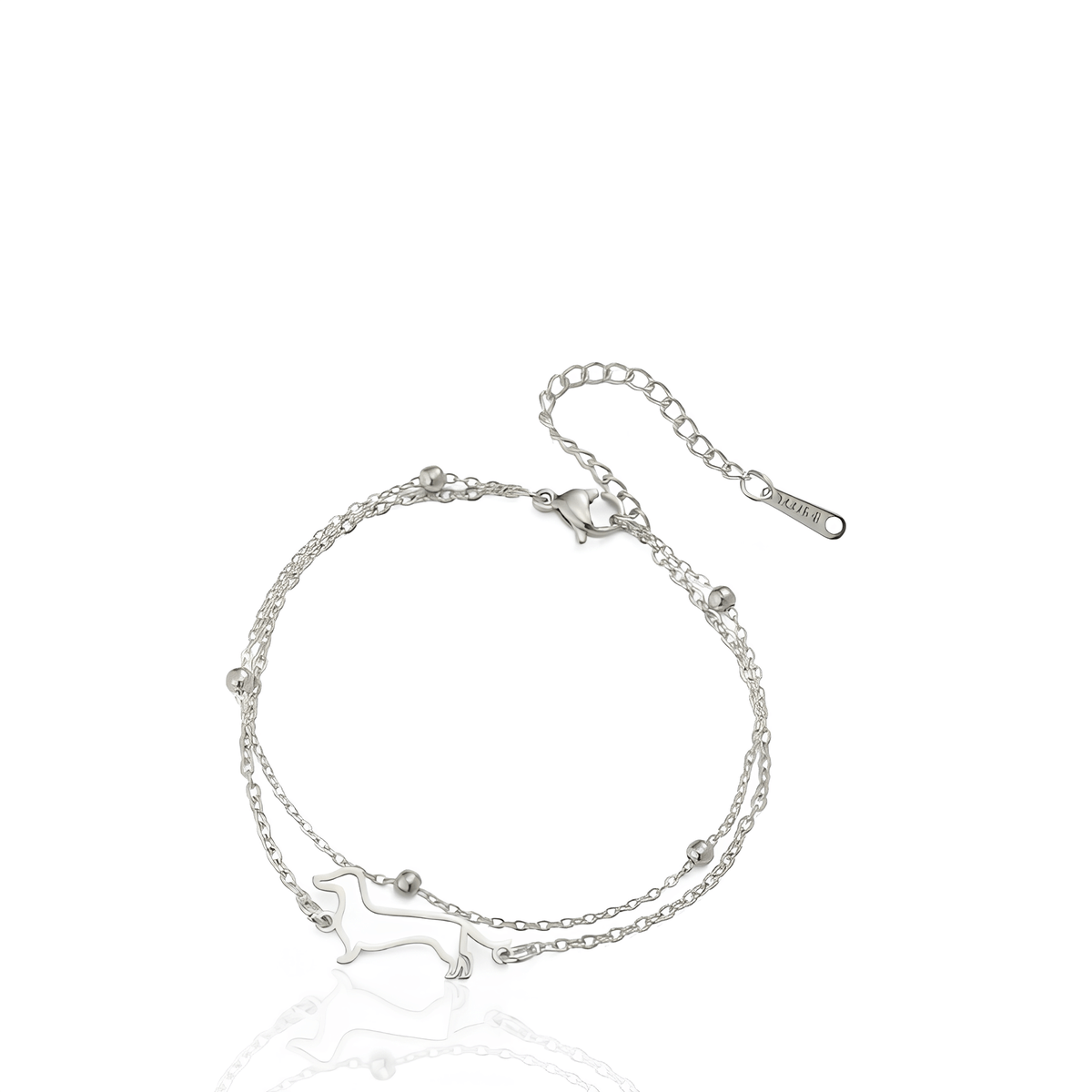 Pulseira Dupla Meu Companheiro Salsicha Prata