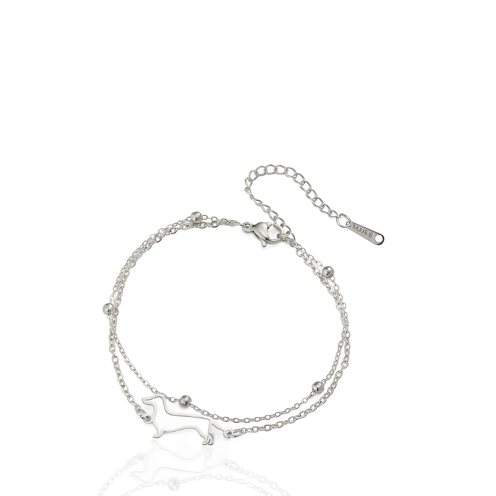 Pulseira Dupla Meu Companheiro Salsicha Prata