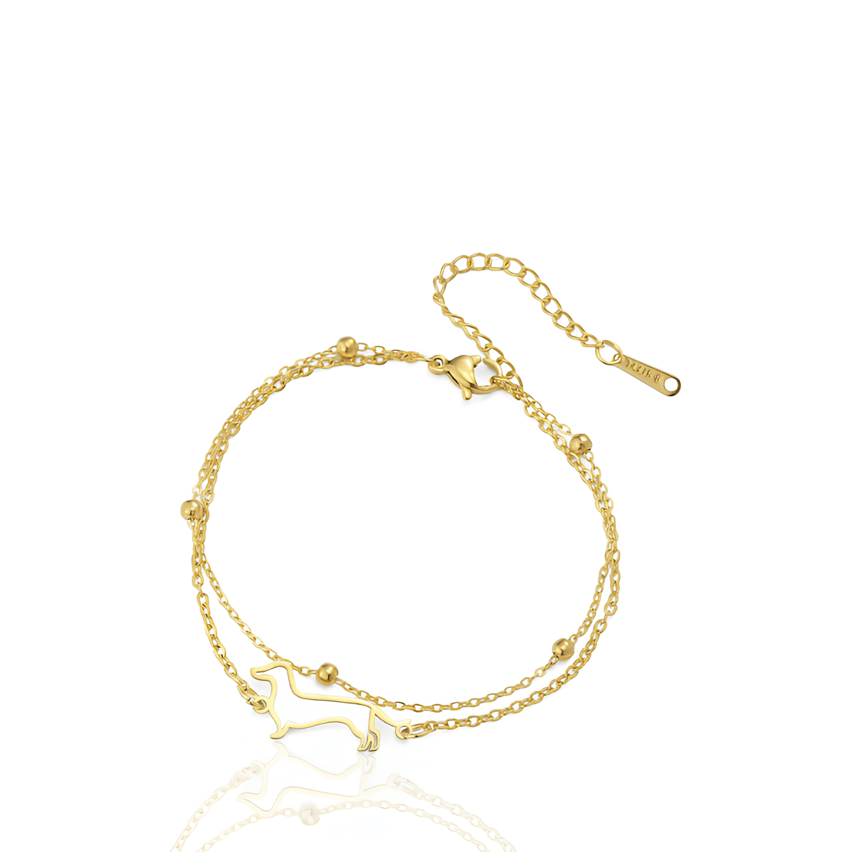 Pulseira Dupla Meu Companheiro Salsicha Dourada