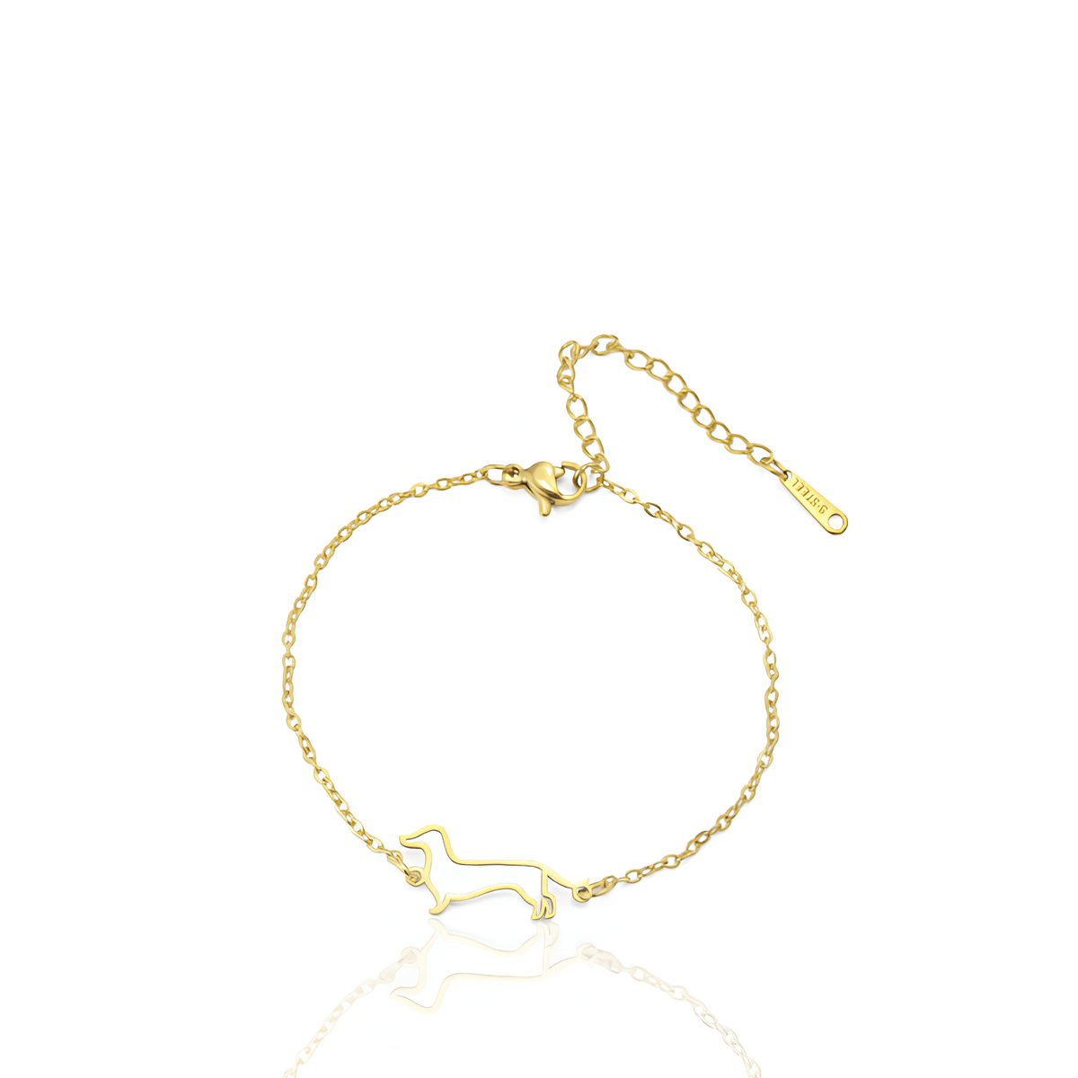 Pulseira Simples Meu Companheiro Salcicha Dourado