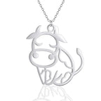 Conjunto Corrente e Pingente Vaquinha Vasada Prata